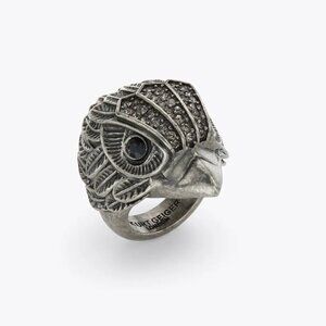 Kurt Geiger London Eagle Chunky Ring Gunmetal Silver Tone M/L